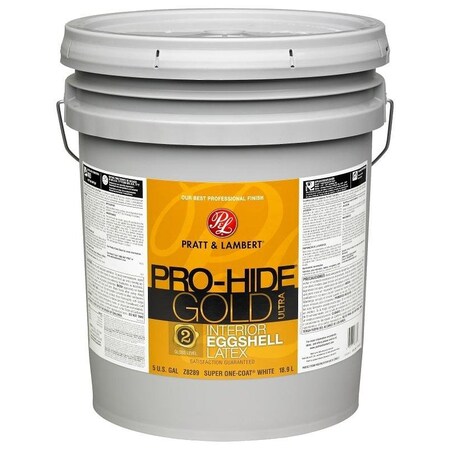 Pratt & Lambert ProHide Gold Ultra Z8280 Interior Paint, Eggshell, White, 5 gal 0000Z8289-20